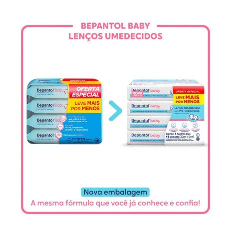 Bepantol Baby Leve 4 Pague 3 Kit 192 Lenços Umedecidos