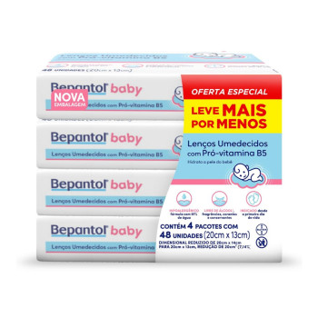 Bepantol Baby Leve 4 Pague 3 Kit 192 Lenços Umedecidos