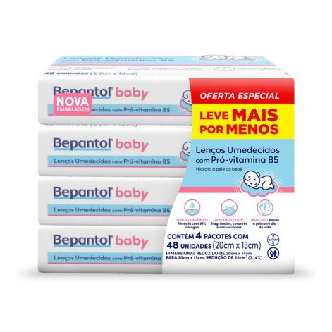 Bepantol Baby Leve 4 Pague 3 Kit 192 Lenços Umedecidos