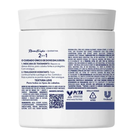 Máscara de Tratamento Dove 2 em 1 Rescontrução 500g