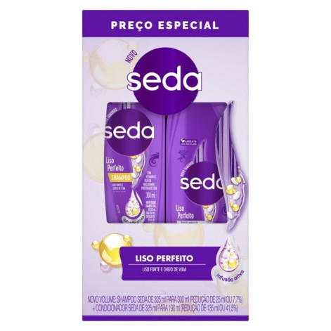 Kit Seda Liso Perfeito Shampoo 300ml + Condicionador 190ml Kit Seda Liso Perfeito Shampoo 300ml + Condicionador 190ml