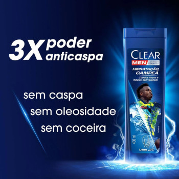 Shampoo Anticaspa Clear Men Hidratação Campeã Vini Júnior 400ml