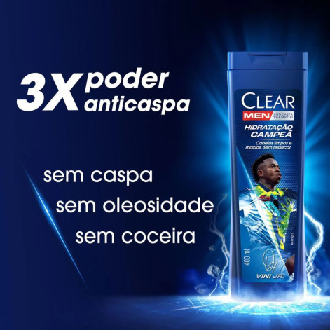 Shampoo Anticaspa Clear Men Hidratação Campeã Vini Júnior 400ml