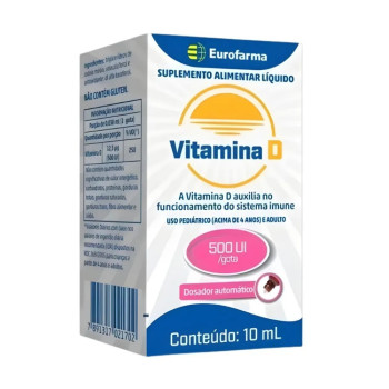 Colecalciferol 500Ui Gotas 10Ml Vitamina D3 Suplemento Eurofarma