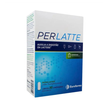 Suplemento de Lactase Perlatte 9000 FCC com 30 comprimidos