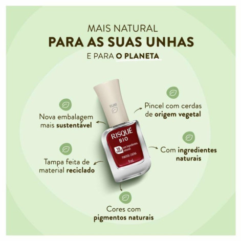 Esmalte Risqué Bio Vermelho Cremoso Pimenta Caiena 9ml