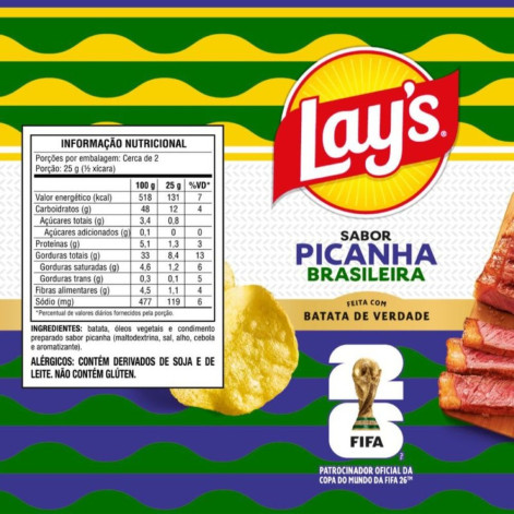 Batata Lays Copa Do Mundo 2026 Sabor Picanha Brasileira com 62g