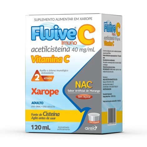 Fluive 40mg/ml Sabor Morango Sem Açúcar Xarope Adulto 120ml