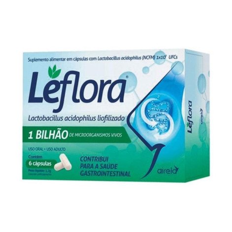 Leflora Lactobacillus 1 Bilhão com 6 Cápsulas Airela