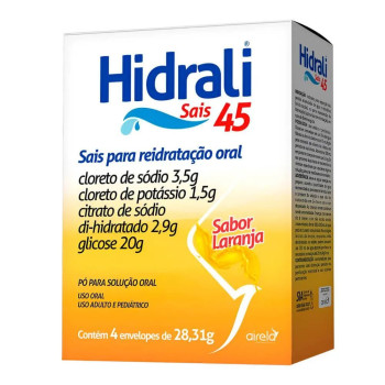 Hidrali Sais 45 4 Envelopes de 28,97g Sabor Laranja Airela