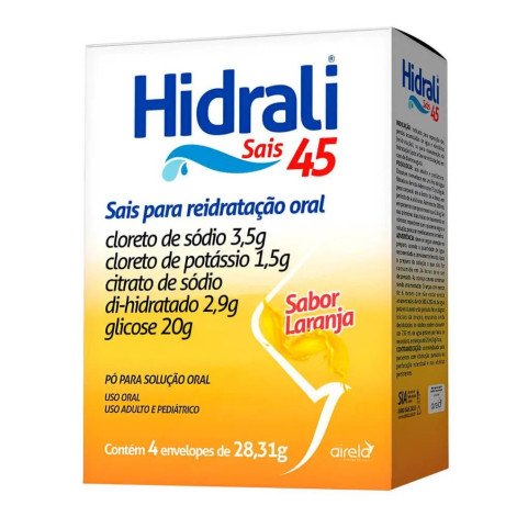 Hidrali Sais 45 4 Envelopes de 28,97g Sabor Laranja Airela
