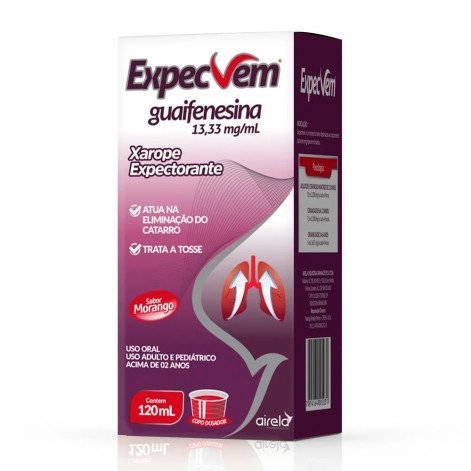 ExpecVem 200mg/15ml Xarope Expectorante Sabor Morango 120ml