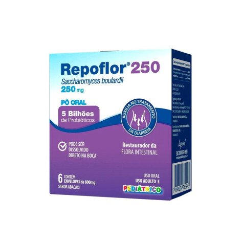 Repoflor 250mg Pediátrico Sabor Abacaxi 6 Envelopes Legrand