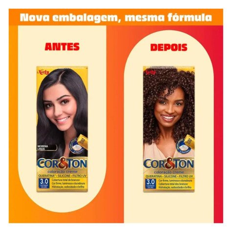 Tinta de Cabelo Permanente Cor&Ton Niely - 3.0 Castanho Escuro