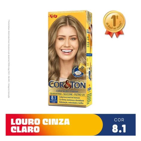 Tinta de Cabelo Permanente Cor&Ton Niely - 8.1 Louro Cinza Claro
