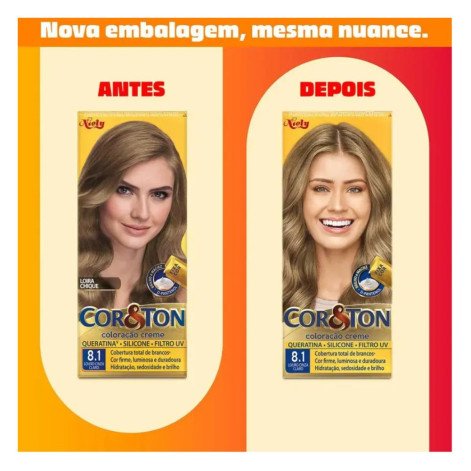 Tinta de Cabelo Permanente Cor&Ton Niely - 8.1 Louro Cinza Claro