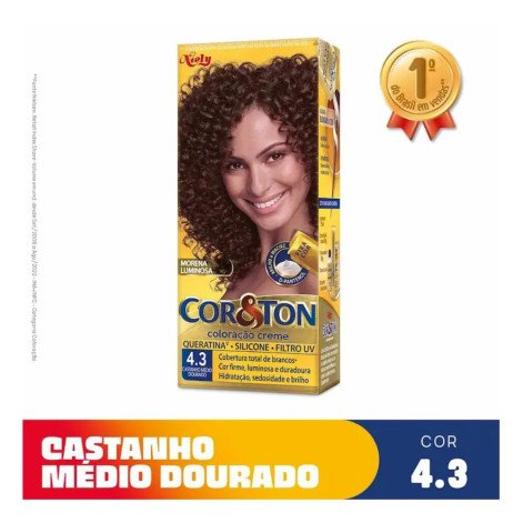 Tinta de Cabelo Permanente Cor&Ton Niely - 4.3 Castanho Médio Dourado