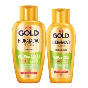 Kit Niely Gold Hidratação Água de Côco Shampoo 300ml + Condicionador 200ml