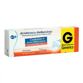 Diclofenaco Dietilamônio 11,6mg/g Gel Dermatológico 60g Genérico EMS