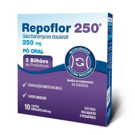 Repoflor 250mg Pó Oral Sabor Abacaxi Com 10 Envelopes de 800mg Legrand
