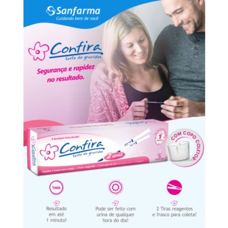 Teste De Gravidez Confira Tira + Coletor 2 Unidades