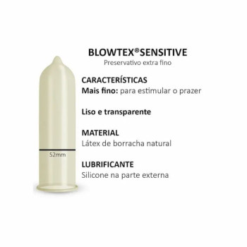 Camisinha Blowtex Aloe Vera Sensitive Extra Fino 3 Unidades