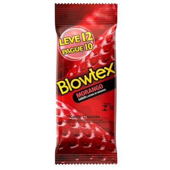 Camisinha Blowtex Morango Leve 12 Pague 10 Unidades