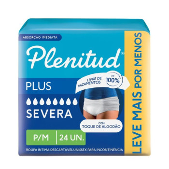 Roupa Íntima Descartável Unissex Plenitud Plus P/M Absorção Intensa 24 unidades
