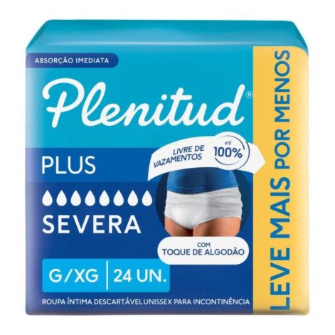 Roupa Íntima Descartável Unissex Plenitud Plus G/XG Absorção Intensa 24 unidades