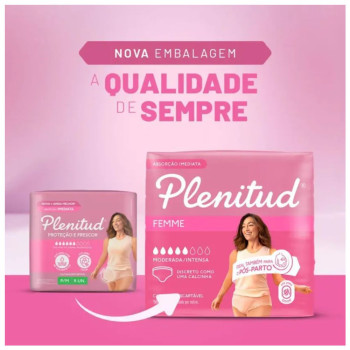 Roupa Íntima Descartável Feminina Plenitud Femme G/XG Absorção Moderada a Intensa 16 unidades