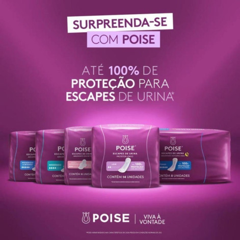 Protetor Diário Poise para Escape de Urina Absorção Leve 14 unidades