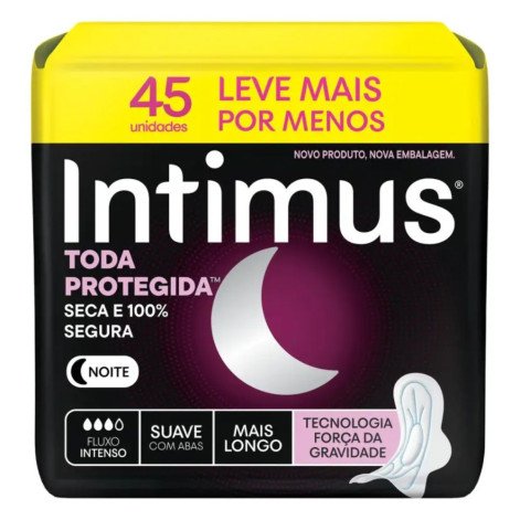 Absorvente Intimus Noturno Toda Protegida Cobertura Suave Com Abas 45 unidades