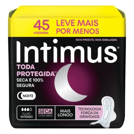 Absorvente Intimus Noturno Toda Protegida Cobertura Seca Com Abas 45 unidades