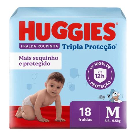 Fralda Huggies Roupinha Tripla Proteção Jubinho M 18 Unidades