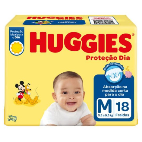 Fralda Huggies Proteção Dia Jumbinho M com 18 Unidades