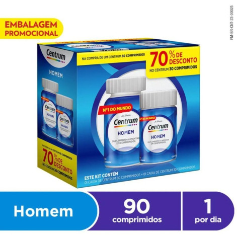 Kit Polivitamínico Centrum Essentials Homem de A a Zinco 60 + 30 Comprimidos