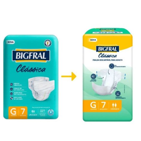 Fralda Adulto Bigfral Clássica G Unissex 7 unidades