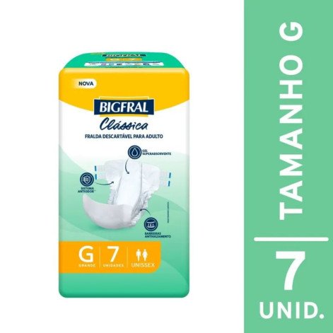 Fralda Adulto Bigfral Clássica G Unissex 7 unidades