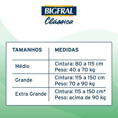 Fralda Adulto Bigfral Clássica XG Unissex 7 Unidades