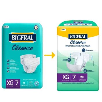 Fralda Adulto Bigfral Clássica XG Unissex 7 Unidades