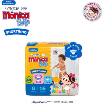 Fralda Turma da Mônica Baby Shortinho Jumbinho G 16 Unidades