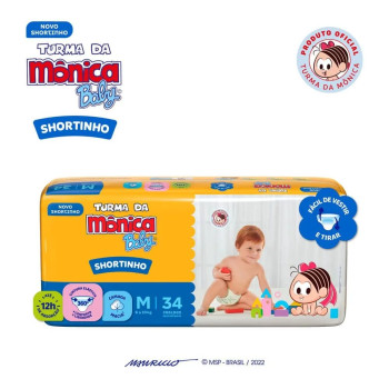 Fralda Infantil Turma Da Monica Baby Shortinho JB Tamanho M com 34 Unidades