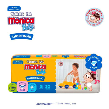 Fralda Shortinho Turma da Mônica Baby Tamanho G com 30 Fraldas Descartáveis