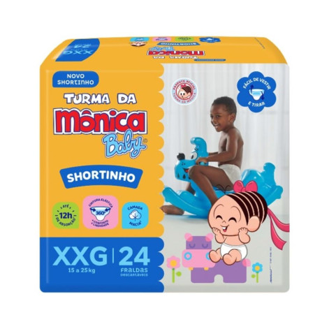 Fralda Turma da Mônica Baby Shortinho Jumbo XG 24 Unidades