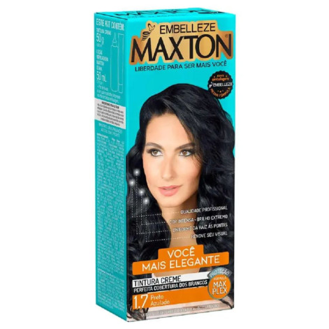 Tinta de Cabelo Permanente Maxton Você Mais Elegante - 1.7 Preto Azulado
