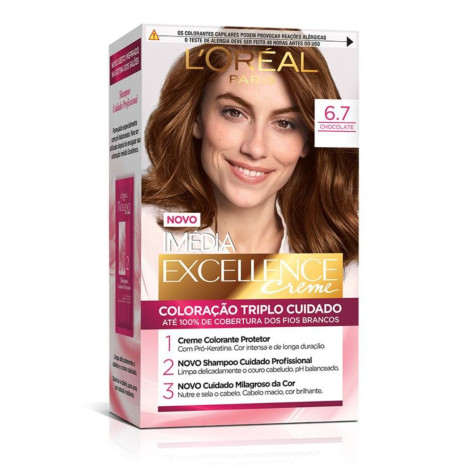 Tinta de Cabelo Permanente Imédia Excellence L'Oréal Paris Creme - 6.7 Chocolate