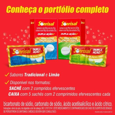 Sonrisal Dupla Ação Sabor Limão 10 comprimidos
