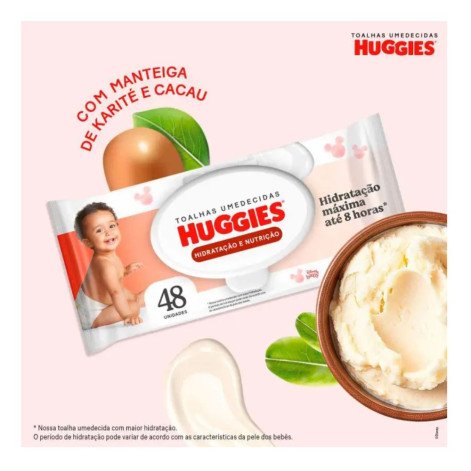 Lenço Umedecido Huggies Baby Hidratação Hipoalergênico Sem Álcool 48 unidades