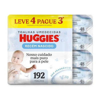 Kit Lenço Umedecido Huggies Recém Nascido Disney Baby Hipoalergênico Sem Fragrância 48 unidades