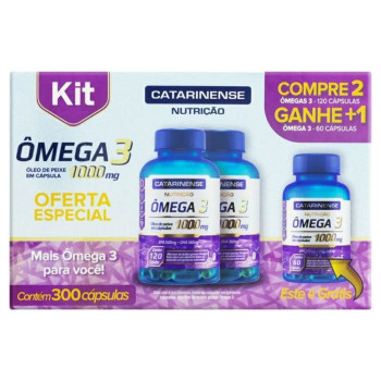 Kit Ômega 3 Catarinense 1000mg com 120 cápsulas + Ômega 3 1000mg com 60 cápsulas